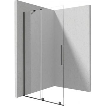 Paravan dus glisant 140x195cm, sticla securizata 6 mm, cu finisaj otel slefuit, Deante Prizma