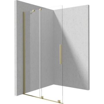 Paravan dus sticla securizata walk-in cu usa glisanta, 140x195 cm, auriu periat, Deante Prizma