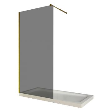 Paravan dus walk in / Perete dus  sticla fumurie 6 mm  profil auriu  tija extensibila  80 x 200 cm