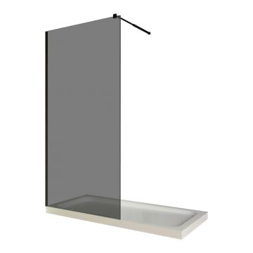 Paravan dus walk in / Perete dus  sticla fumurie 6 mm  profil negru mat  tija extensibila  80 x 200 cm