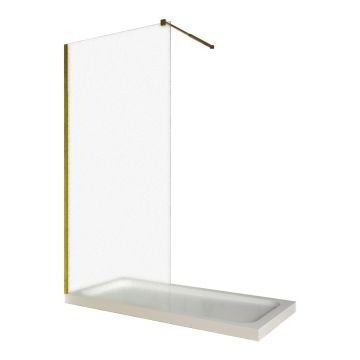Paravan dus walk in / Perete dus  sticla sablata 6 mm  profil auriu  tija extensibila  100 x 200 cm