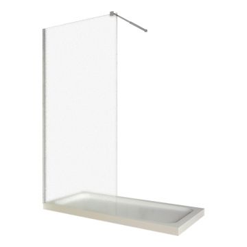 Paravan dus walk in / Perete dus  sticla sablata 8 mm  profil crom  tija extensibila  90 x 200 cm