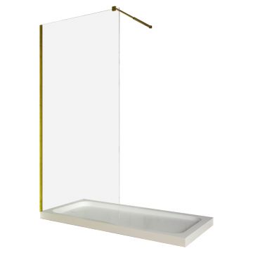 Paravan dus walk in / Perete dus  sticla transparenta 6 mm  profil auriu  tija extensibila  100 x 200 cm