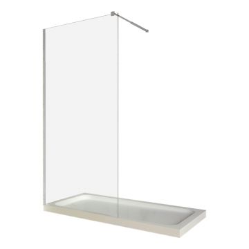 Paravan dus walk in / Perete dus  sticla transparenta 6 mm  profil crom  tija extensibila  80 x 200 cm