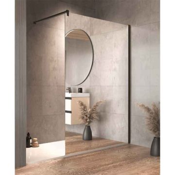 Paravan Walk-In Kolpasan, Calypso 140 cm, sticla 8 mm, efect oglindă, negru mat Paravan Walk-In Kolpasan, Calypso 140 cm, sticla 8 mm, efect oglindă, negru mat