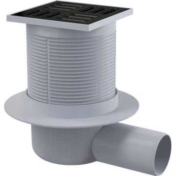 Rigola dus, patrata, cu gratar, negru mat, 10.5 cm, Deante