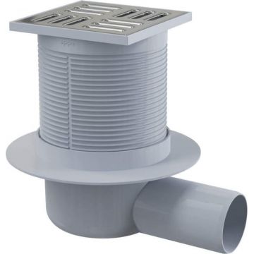 Rigola dus, patrata, cu gratar, otel periat, 10.5 cm, Deante