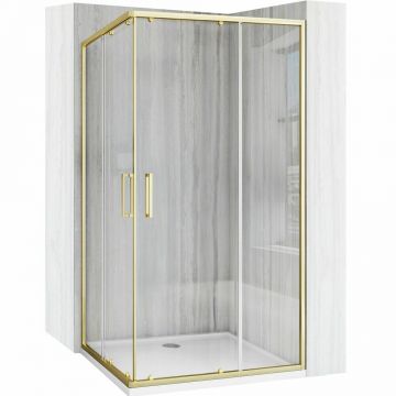 Cabina de dus dreptunghiulara cu usi glisante auriu periat Rea City 80x100 cm