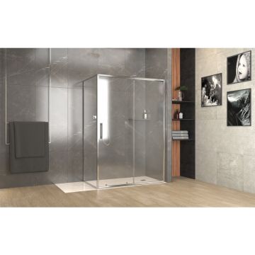 Cabina de dus dreptunghiulara Inter Ceramic cu usa glisanta 110x90 cm crom lucios - transparent