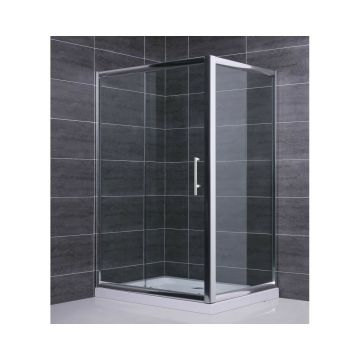 Cabina de dus dreptunghiulara Inter Ceramic cu usa glisanta 120x100 cm crom lucios - transparent