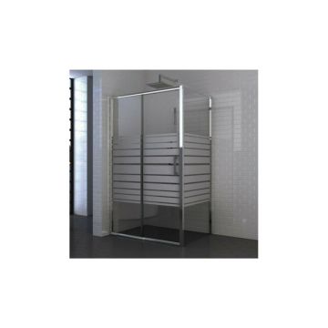 Cabina de dus dreptunghiulara Inter Ceramic cu usa glisanta 140x100 cm crom lucios-alb - transparent cu linii
