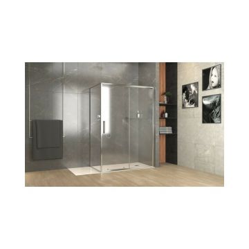 Cabina de dus dreptunghiulara Inter Ceramic cu usa glisanta 140x80 cm crom lucios - transparent