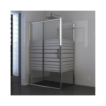 Cabina de dus dreptunghiulara Inter Ceramic cu usa glisanta 160x90 cm crom lucios - transparent cu linii