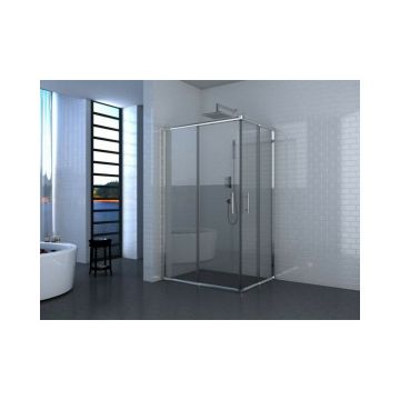 Cabina de dus dreptunghiulara Inter Ceramic cu usa glisanta 80x110 cm crom transparent