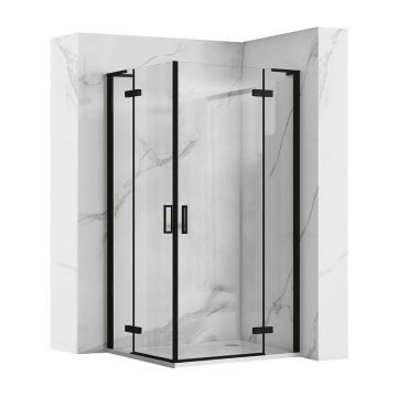 Cabina de dus dreptunghiulara Rea Hugo cu 2 usi batante 80x100 cm negru