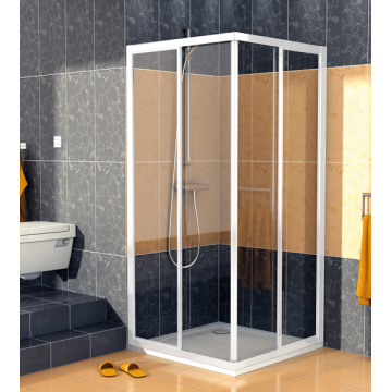 Cabina de dus patrata 100x100 cm, alba, cu usi glisante, Eco-Line SanSwiss