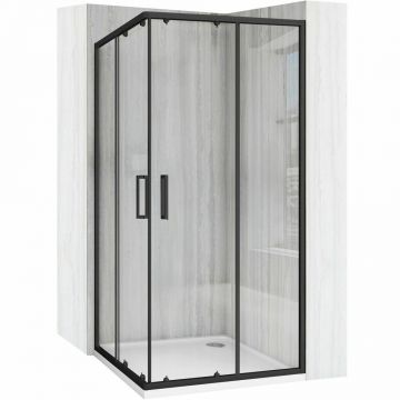 Cabina de dus patrata cu usi glisante negru Rea City 90x90 cm