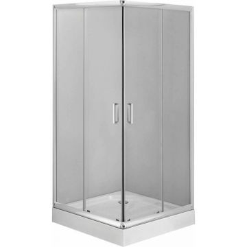 Cabina de dus patrata Deante Funkia cu usi culisante 90x90cm finisaj crom si sticla transparenta