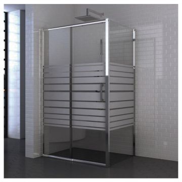 Cabina de dus patrata Inter Ceramic cu usa glisanta 100x100 cm crom lucios - transparent cu linii