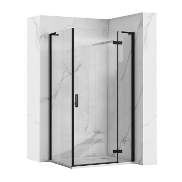 Cabina de dus patrata Rea Hugo cu usa batanta 80x80 cm negru