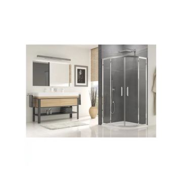 Cabina de dus semirotunda cu usi glisante SanSwiss Ocelia 80x80 cm