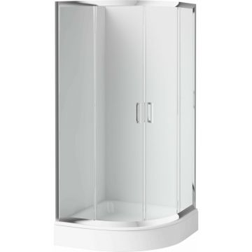 Cabina de dus semirotunda Deante Funkia cu usi culisante 90x90cm finisaj crom cu sticla transparenta