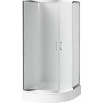 Cabina de dus semirotunda Deante Funkia cu usi culisante 90x90cm finisaj crom lucios