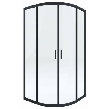 Cabina de dus semirotunda Deante Funkia negru cu usi culisante 90x90 cm