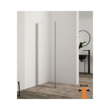 Paravan de dus mobil tip Walk-In Inter Ceramic crom lucios 60x200 cm sticla transparenta