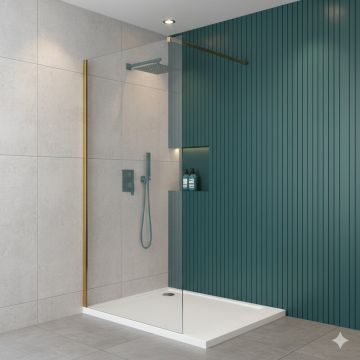 Paravan de dus tip Walk-in auriu periat Rune Syn 90x200 cm