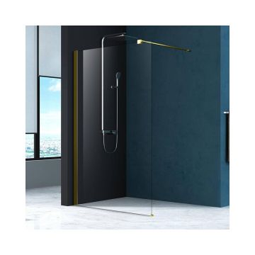 Paravan de dus tip Walk-in Fluminia Foxy auriu periat 100x200 cm Easy Clean