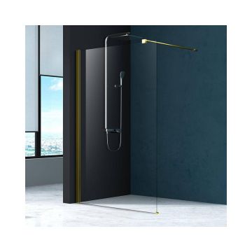 Paravan de dus tip Walk-in Fluminia Foxy auriu periat 120x200 cm Easy Clean