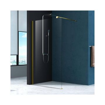 Paravan de dus tip Walk-in Fluminia Foxy auriu periat 80x200 cm