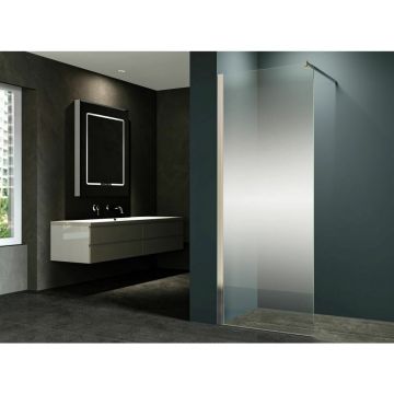 Paravan de dus tip Walk-In Inter Ceramic profil alb mat 90x200 cm sticla partial opaca