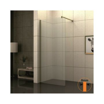 Paravan de dus tip Walk-In Inter Ceramic profil auriu - sticla transparenta 90x200 cm