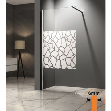 Paravan de dus tip Walk-In Inter Ceramic profil crom - sticla transparenta+ elemente albe 90x200 cm