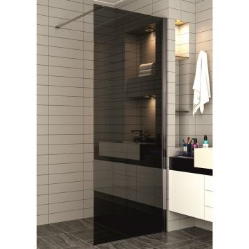Paravan de dus tip Walk-In Inter Ceramic profil gri mat - sticla fumurie 80x200 cm