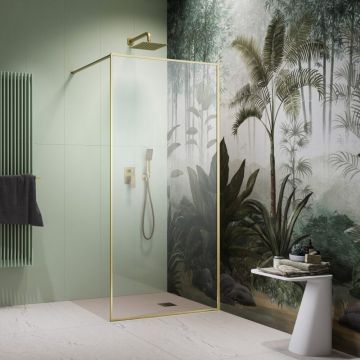 Paravan de dus tip Walk-in Radaway Modo F II auriu periat-transparent 105 cm sticla securizata 8 mm