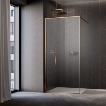 Paravan de dus tip Walk-in Radaway Modo F II cupru periat-transparent 105 cm sticla securizata 8 mm