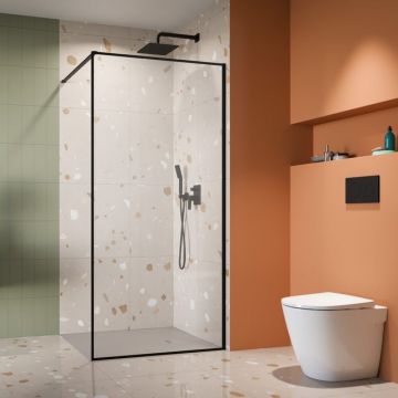Paravan de dus tip Walk-in Radaway Modo F II negru mat-transparent 155 cm sticla securizata 8 mm