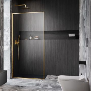 Paravan de dus tip Walk-in Radaway Modo F SL II auriu periat-transparent 65 cm sticla securizata 8 mm stanga