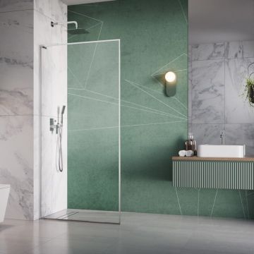 Paravan de dus tip Walk-in Radaway Modo F SL II crom-transparent 95 cm sticla securizata 8 mm stanga