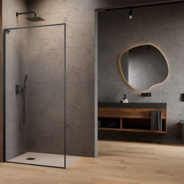 Paravan de dus tip Walk-in Radaway Modo F SL II GunMetal periat-transparent 55 cm sticla securizata 8 mm stanga