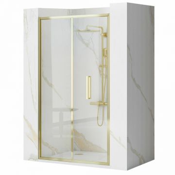 Paravan de dus tip Walk-in Rea Rapid Fold 100x195 cm profil auriu