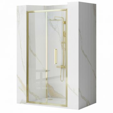Paravan de dus tip Walk-in Rea Rapid Fold 80x195 cm profil auriu