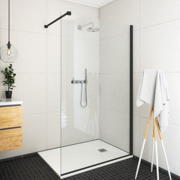 Paravan de dus tip Walk-in Roth Ecwalk 100x207.5 cm profil negru