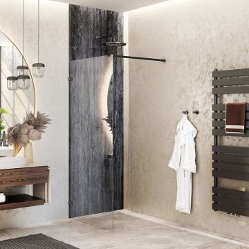 Paravan de dus tip Walk-in Roth Melina 100x200 cm profil negru