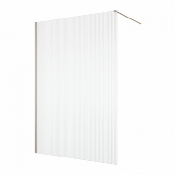 Paravan dus cu sticla riflata walk-in 90x200 cm, champagne metal, 8 mm, Ronal Lina