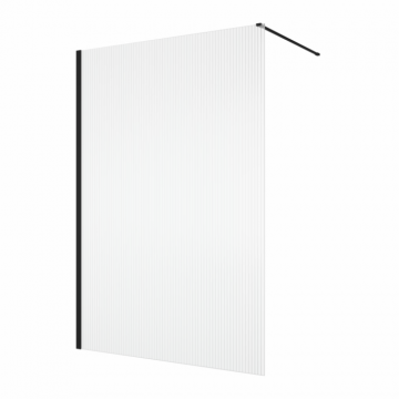 Paravan dus cu sticla riflata walk-in 90x200 cm, negru, 8 mm, Ronal Lina