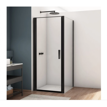 Perete dus 80x200 cm, sticla securizata cu grosimea de 6 mm, profil negru mat, Ronal Divera